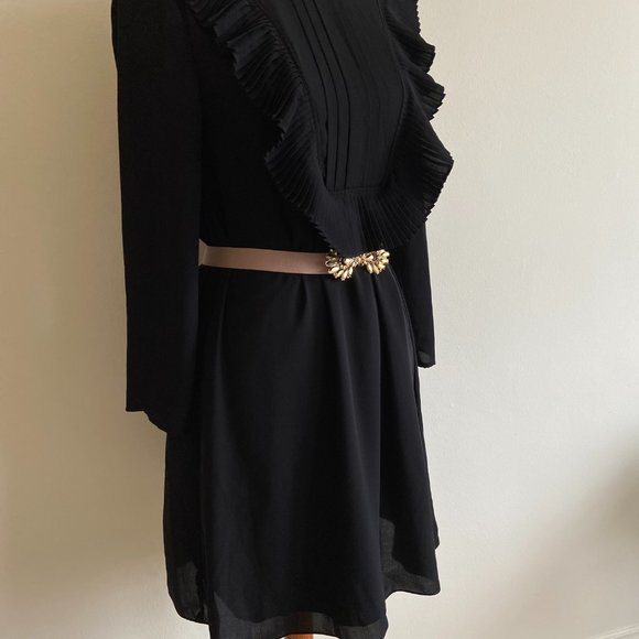 CeCe By Cynthia Steffe Elegant Ruffle Round Neck Dress - Picture 2 of 8